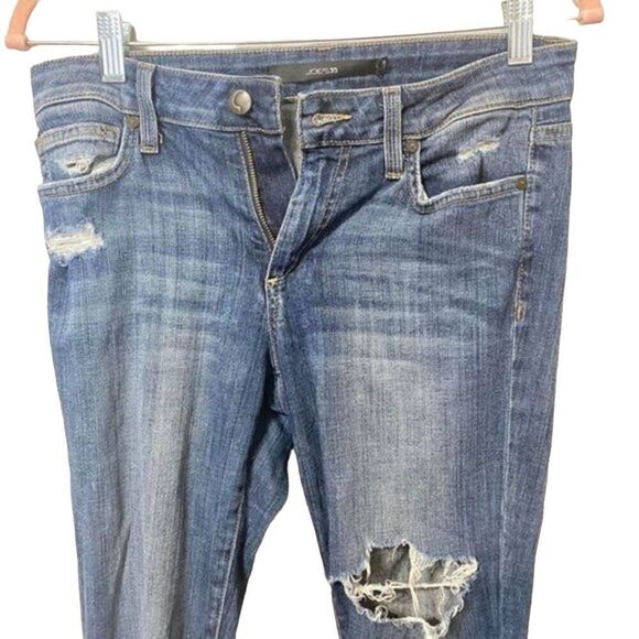 Joe's Jeans Kelly Distressed Medium Wash Blue Denim The Skinny Jeans Size 27 - Picture 7 of 13